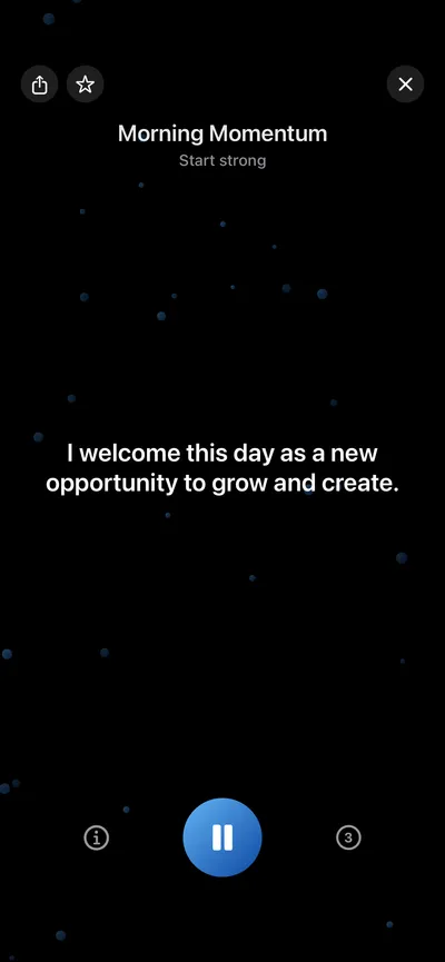 Affirmation screen